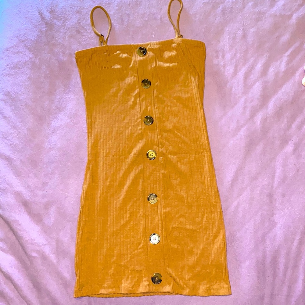 Front Button Ripped Slip on Spaghetti Adjustable Strapped Dress
